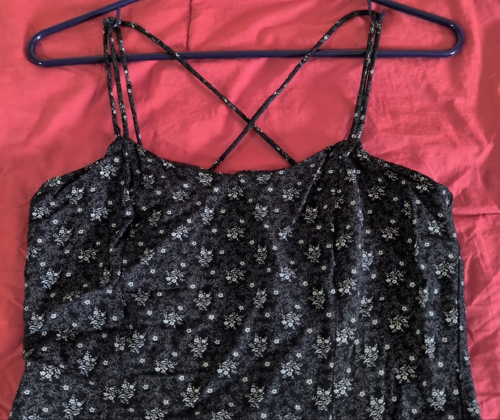 Black and White Dress with Adjustable Spaghetti Straps